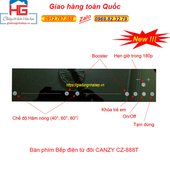Bàn phím Bếp đôi điện từ Canzy CZ-888T, Bếp đôi từ Giá rẻ bán tại Hà Nội