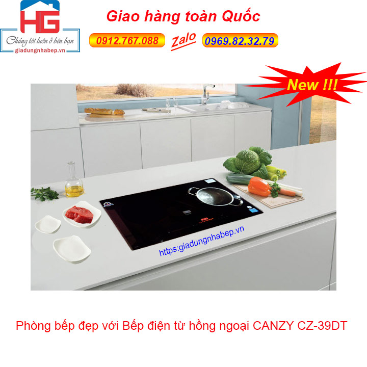Bếp điện từ hồng ngoại đôi Canzy CZ-39DT, Bếp điện từ đôi hồng ngoại Canzy CZ39DT bán tại Hà Nội