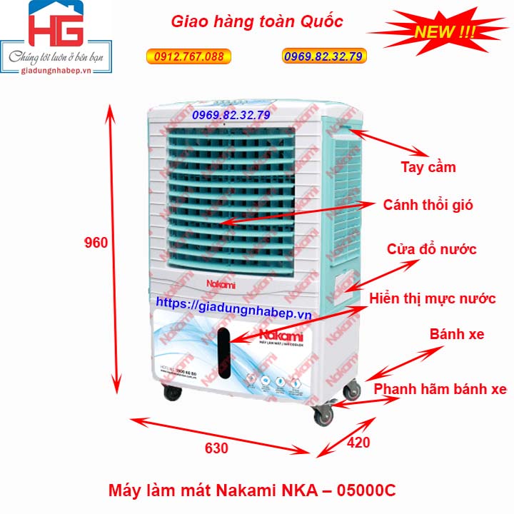 Quạt làm mát không khí Nakami-NKA05000C, Quạt hơi nước Nakami-NKA-05000C bán ở hà nội
