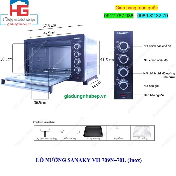 Lò Nướng Sanaky Vh-709n–70L, Lò Nướng Sanaky Vh-709n–70L giá rẻ bán ở Hà Nội