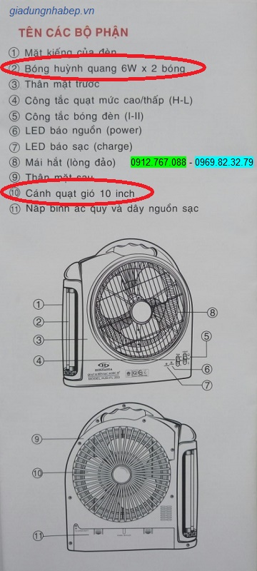 Quạt Và Đèn Sạc Honjianda HJD-FL 203 giá rẻ tại Hà Nội